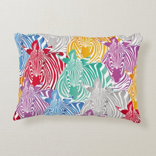 シカラフルームレスなゼブラ模様野生動物のテキスト アクセントクッション (裏面)