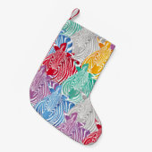 シカラフルームレスなゼブラ模様野生動物のテキスト スモールクリスマスストッキング (正面 (吊り時))