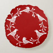 シカンジナビアの鳥とローズヒップリース ラウンドクッション (正面)