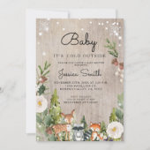 シカ動物の森林地帯の冬の誘い 招待状 (正面)