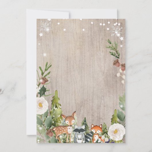 シカ動物の森林地帯の冬の誘い 招待状 (裏面)