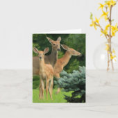 シカ家族のポートレートのメッセージカード カード (黄色い花)