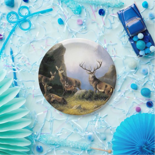 シカ家族の野生動物 ペーパープレート (パーティー)