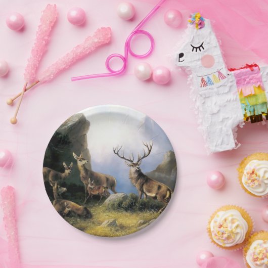 シカ家族の野生動物 ペーパープレート (パーティー)