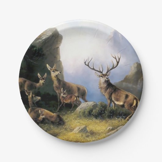 シカ家族の野生動物 ペーパープレート (正面)