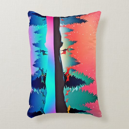 シカ林樹林オーロラオーロラ アクセントクッション (正面(垂直))