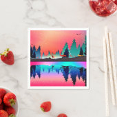 シカ林樹林オーロラオーロラ スタンダードカクテルナプキン (インサイチュ)