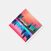 シカ林樹林オーロラオーロラ スタンダードカクテルナプキン (角)