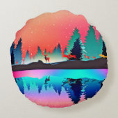 シカ林樹林オーロラオーロラ ラウンドクッション (裏面)