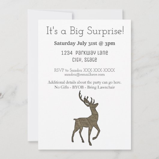 シカ狩りアダルトメンズ誕生日スポーツアウトドア 招待状 (裏面)