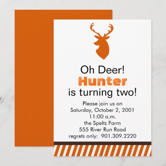 シカ誕生日招待状 招待状 (正面/裏面)