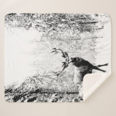 シカ野生動物の雪の冬の森 シェルパブランケット (正面(横))