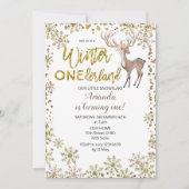 シカ金ゴールドウィンターお洒落誕生日招待状 招待状 (正面)