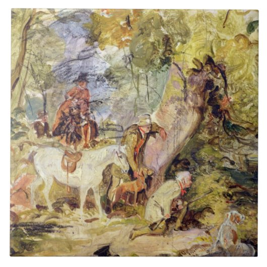 「シカ」につきまとっている森林官のためのスケッチ(c上の油 タイル (正面)