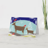 シカ、クリスマスツリーおよび（鳥）ショウジョウコウカンチョウの挨拶状 シーズンカード (裏面)