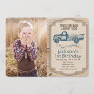 シカ トラック フォト バースデー インビテーション どの年齢にも