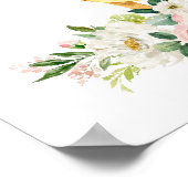 シカ、森林動物、ボウ、ピンク色の花 ポスター (角)