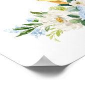 シカ、森林動物、ボウ、青い花 ポスター (角)