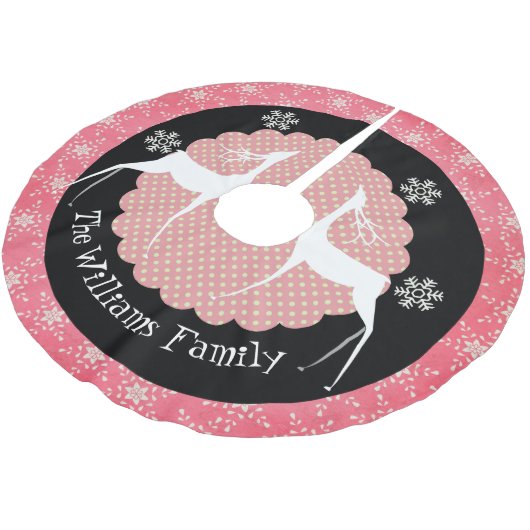 シカ、点および雪片のパーソナライズな木のスカート ブラッシュドポリエステルツリースカート (アングル)