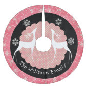 シカ、点および雪片のパーソナライズな木のスカート ブラッシュドポリエステルツリースカート (正面)