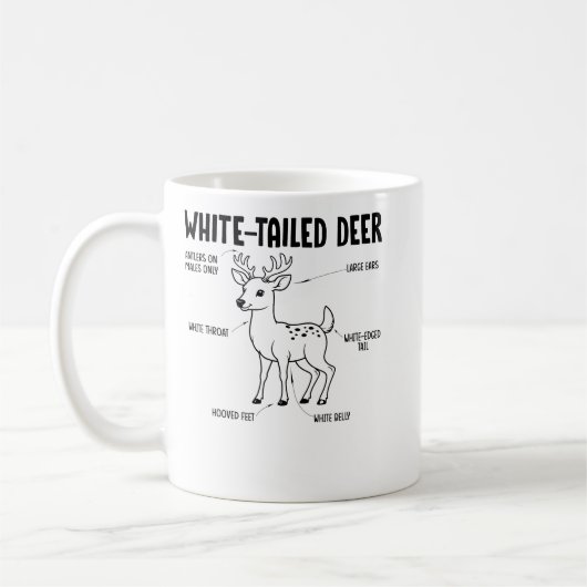 シカ（白色テイルシカ）解剖学教育図 コーヒーマグカップ (左)