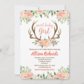 シカ〔雄ジカの〕枝角ボホガールベビーシャワー招待状 招待状 (正面)