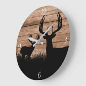 シカ〔雄ジカの〕枝角素朴バック狩り ラージ壁時計 (傾斜)