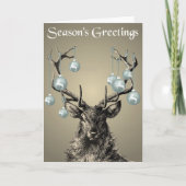 シカ、〔雄ジカの〕枝角、トナカイ、ボーブル、ゴシッククリスマス カード (正面)