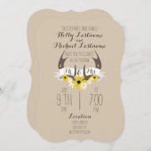 シカ〔雄ジカの〕枝角+ワイルドフラワーズ結婚式招待状 招待状 (正面/裏面)