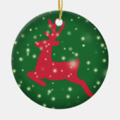 シカ、雪片のオーナメント セラミックオーナメント (正面)