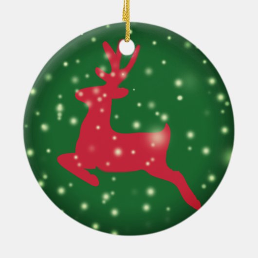 シカ、雪片のオーナメント セラミックオーナメント (裏面)