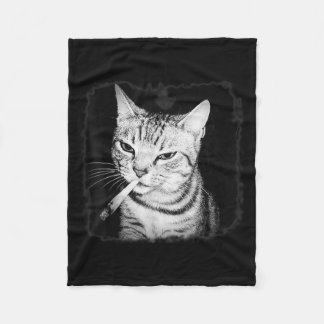 シガレットキテン集団猫喫煙たばこおもしろい フリースブランケット