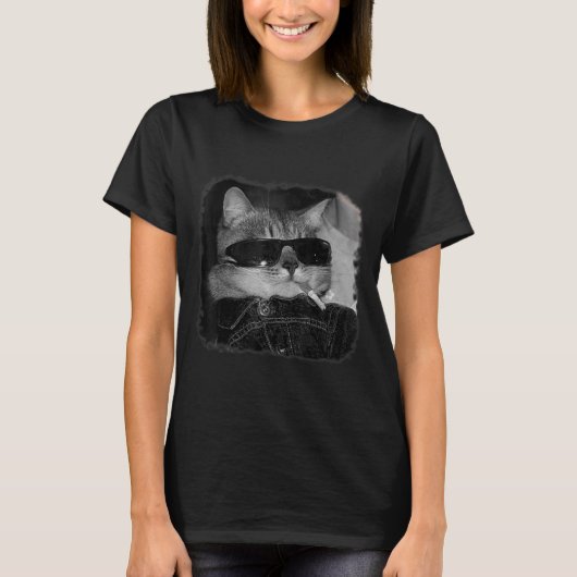 シガレットキテン集団猫喫煙たばこおもしろい Tシャツ (正面)
