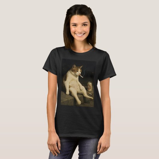 シガレットキトゥン 笑える喫煙猫 Gen Z メメ Tシャツ (正面フル)