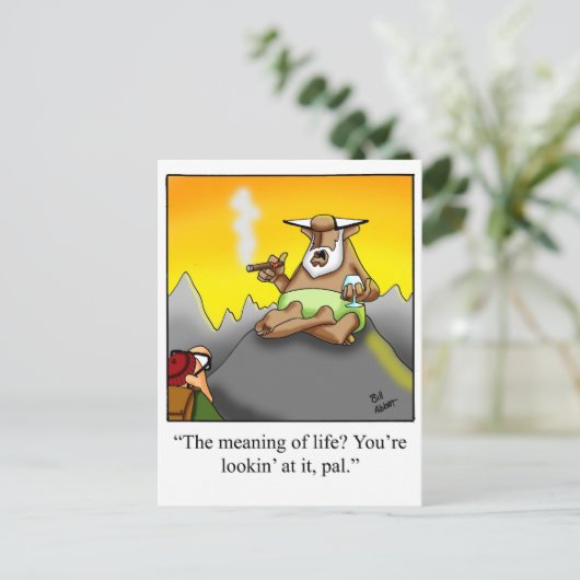 シガーおもしろいワイズ男の漫画のギフト！ ポストカード (スタンド正面)