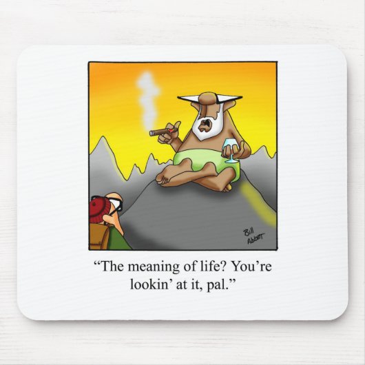 シガーおもしろいワイズ男の漫画のギフト! マウスパッド (正面)