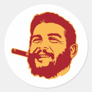 シガーのポートレートのステッカーを持つChe Guevara ラウンドシール
