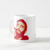 シガーのポートレートのマグを持つフィデル・カストロ コーヒーマグカップ (正面左)