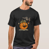 シガーを吸うクールな口ひげとあごひげのかぼちゃのコス Tシャツ (正面)