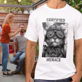 シガーを吸う猫のパイロット 白黒 Tシャツ
