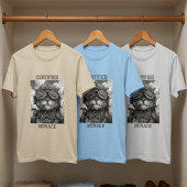 シガーを吸う猫のパイロット 白黒 Tシャツ