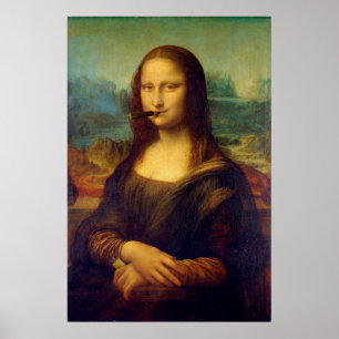 シガースモーカーモナリザ喫煙絵画ズ ポスター