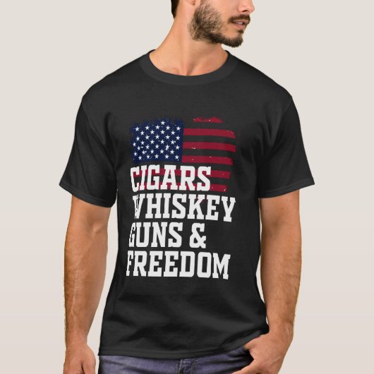 シガーズウイスキー銃とフリーダムシガー Tシャツ (正面)