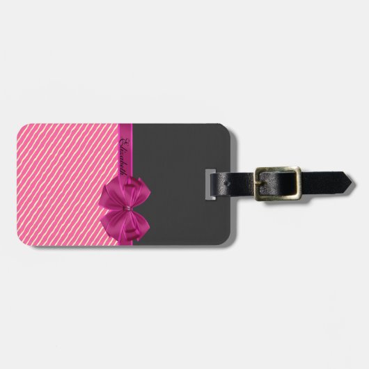 シガーリーモダンッストライプク – パーソナライズされた ラゲッジタグ (正面横)