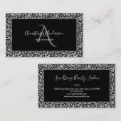 シガーリールバー·レオパード·スポットズ·おもしろい·シック·ブラック·モノグラム 名刺 (正面/裏面)