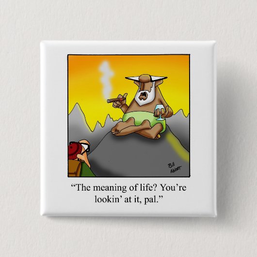 シガー笑わされるユーモアのボタンギフト 缶バッジ (正面)