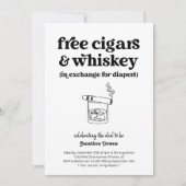 シガー・ウィスキー・おむつパーティー 面白いパパのシャワー 招待状 (正面)