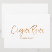 「シガー バー」看板 ウェディング | おしゃれなゴールド ローズ 招待状 (正面/裏面)