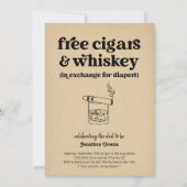 シガー ワイスキー おむつ パーティー 面白い メンズ ダッド シャワー 招待状 (正面)