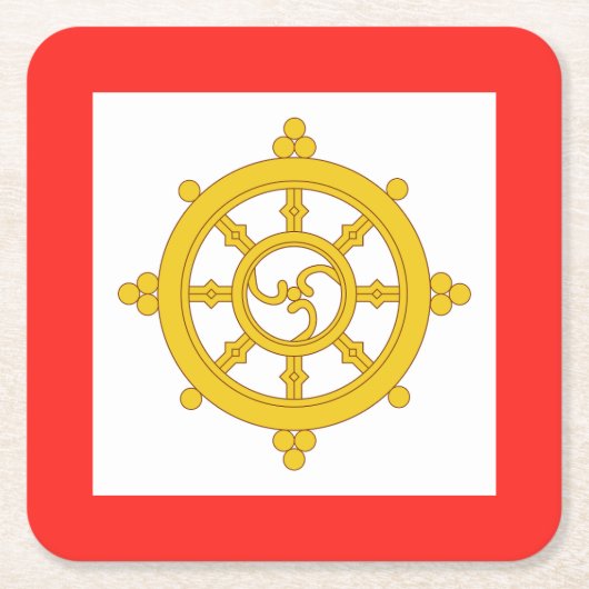 シキム国旗 スクエアペーパーコースター (正面)